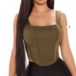 Fashion nova olive green corset